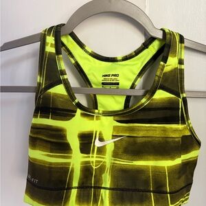 Nike Pro Neon Yellow and Black Sports Bra